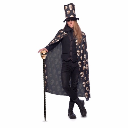 Halloween zwarte cape met hoge hoed