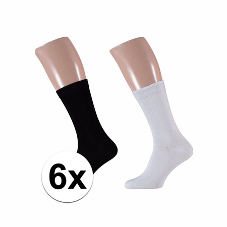 Zwarte en witte basic sokken voor heren 6 paar